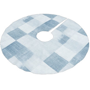 Jupon De Sapin En Polyester Brossé Bleu Blanc Denim Jean Christmas