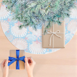 Jupon De Sapin En Polyester Brossé Bleu de Noël côtier