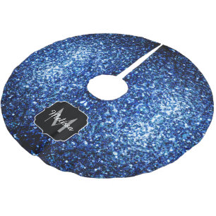 Jupon De Sapin En Polyester Brossé Bleu foncé profond brillant faux paillettes scinti