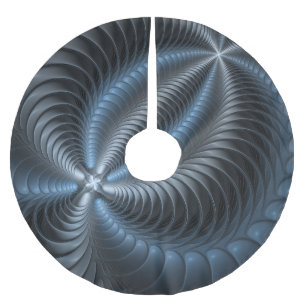 Jupon De Sapin En Polyester Brossé Bleu Gris Plastique Art Fractal 3D Abstrait Modern