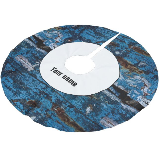 Jupon De Sapin En Polyester Brossé Bleu peint en bois (Angle)