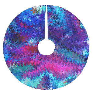 Jupon De Sapin En Polyester Brossé Bleu rose Turquoise Abstrait Marbling Ebru Art