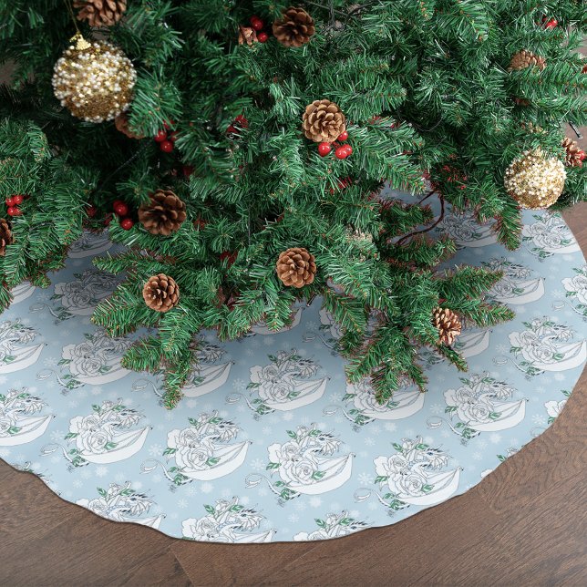 Jupon De Sapin En Polyester Brossé Bleu Roses de dragon blanc (Créateur téléchargé)