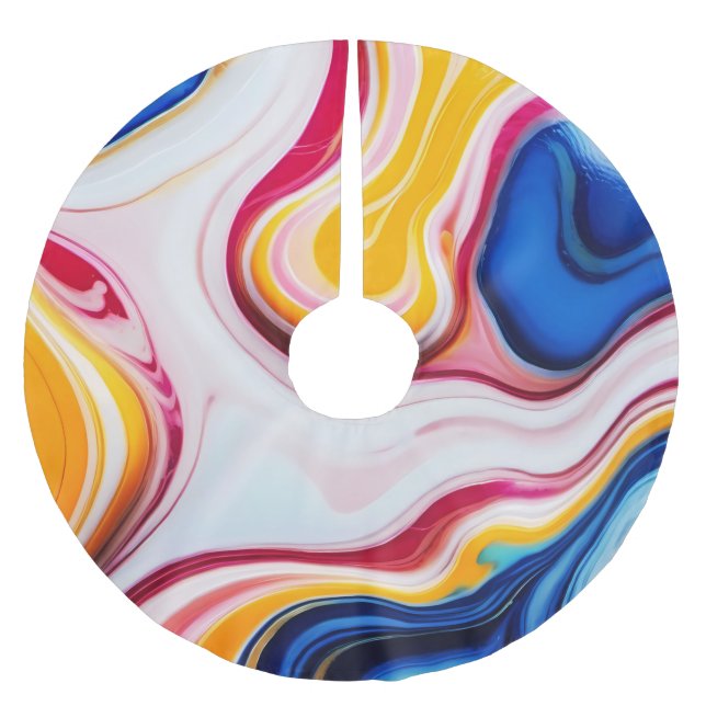 Jupon De Sapin En Polyester Brossé Bleu tendance rose jaune faux marbre blanc (Devant)