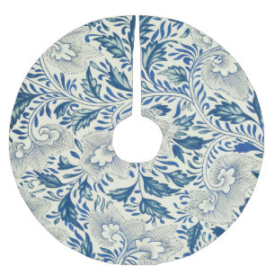 Jupon De Sapin En Polyester Brossé Bleu Vintage Floral Asiatique : Chinoiserie Antiqu