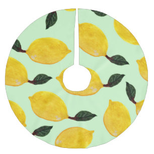 Jupon De Sapin En Polyester Brossé Bleuets de citron juteux : Aquarelle en papier tra
