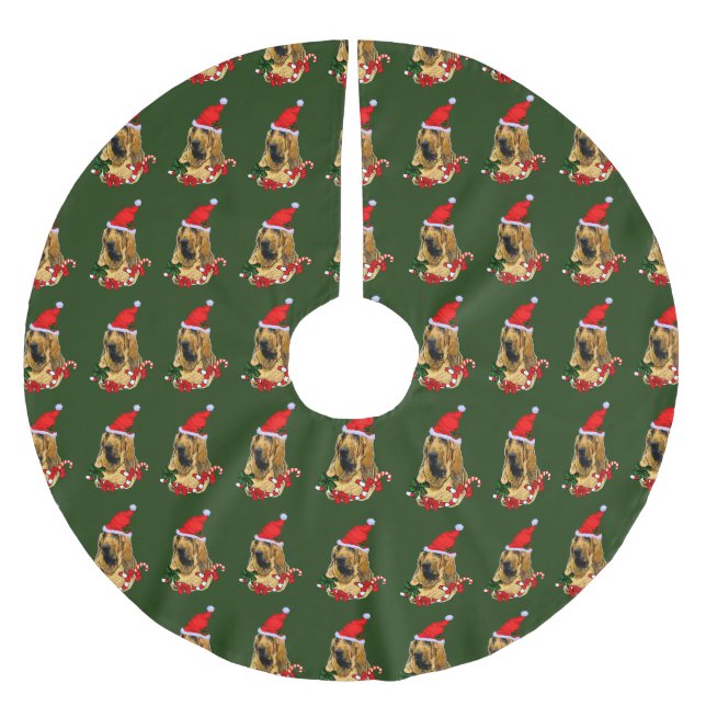 Jupon De Sapin En Polyester Brossé Bloodhal Christmas Joyeux (Devant)
