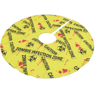 Jupon De Sapin En Polyester Brossé Bloody Zombie Biodanger Avertissement Garder dehor