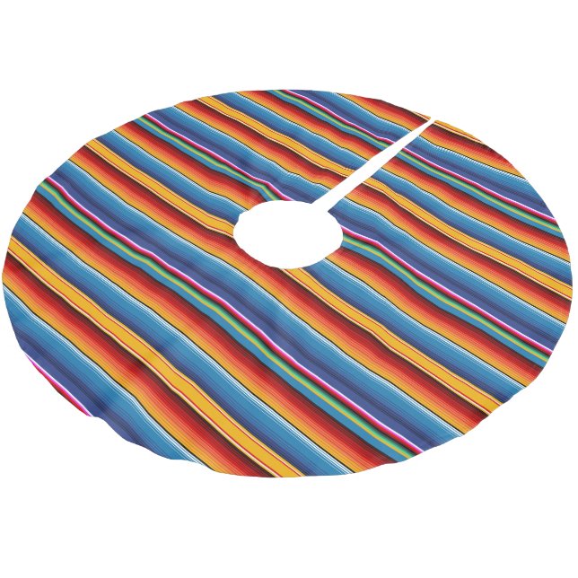 Jupon De Sapin En Polyester Brossé Blue Gold Red Sarape mexicaine (Angle)