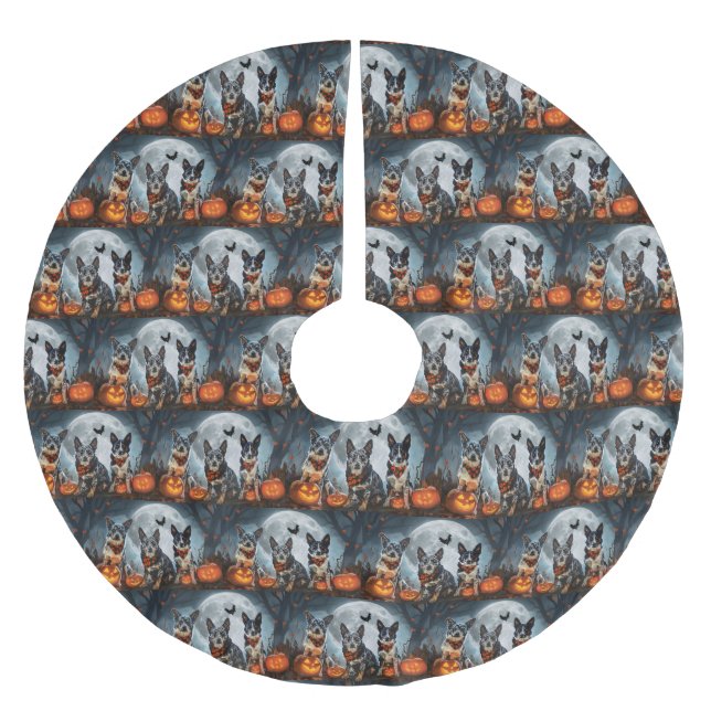 Jupon De Sapin En Polyester Brossé Blue Heeler Halloween Épouvantable (Devant)