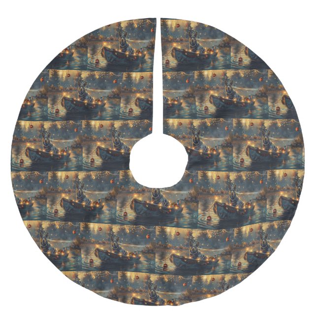 Jupon De Sapin En Polyester Brossé Blue Heeler Noël Festive Voyage (Devant)