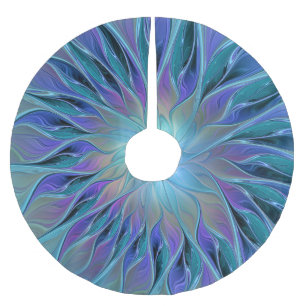 Jupon De Sapin En Polyester Brossé Blue Purple Flower Dream Abstrait Fractal Art