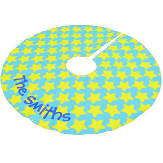 Jupon De Sapin En Polyester Brossé Blue Star Christmas Tree Skirt – Personalized