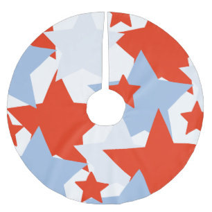 Jupon De Sapin En Polyester Brossé Blue Stars Quart Juillet Patriotique Rouge