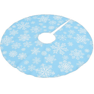Jupon De Sapin En Polyester Brossé Blue Winter Snowflakes Motif de Noël