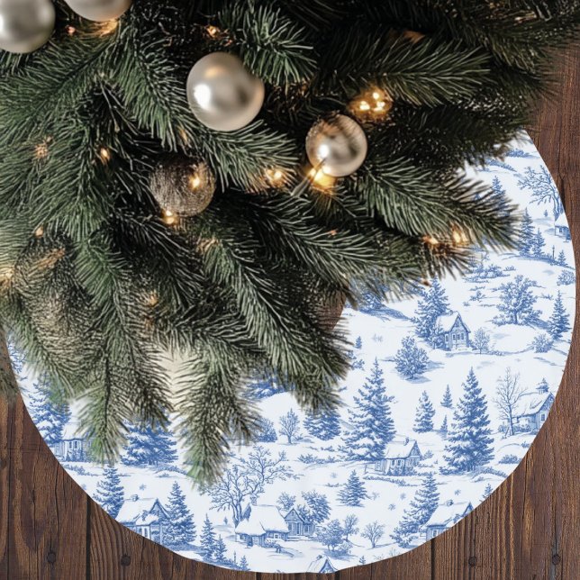 Jupon De Sapin En Polyester Brossé Blue Winter Village Toile Christmas (Créateur téléchargé)