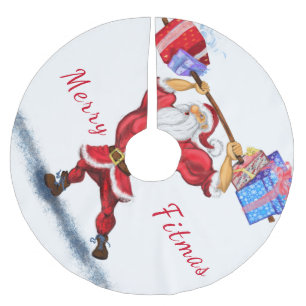 Jupon De Sapin En Polyester Brossé Bodybuilder de l'arbre de Noël Cadeaux du Père Noë