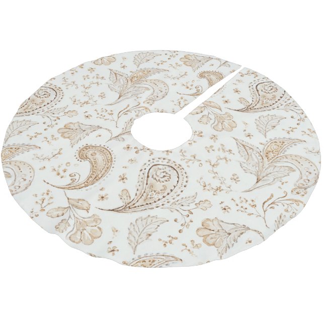 Jupon De Sapin En Polyester Brossé Bohemiam Boho Crème Blanc Noël (Angle)