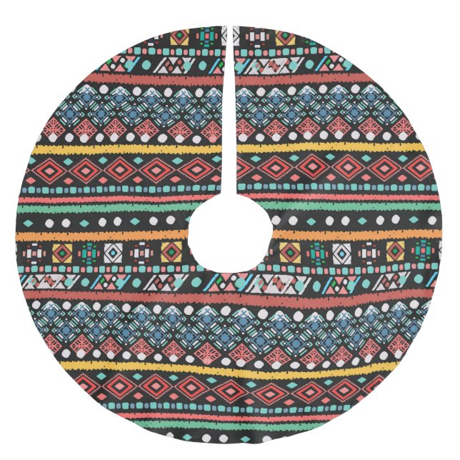 Jupon De Sapin En Polyester Brossé Boho ethnique : impression de pixels géométriques (Devant)