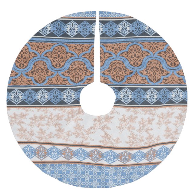 Jupon De Sapin En Polyester Brossé Boho Floral Stripes : Ethnic Seamless Collection (Devant)