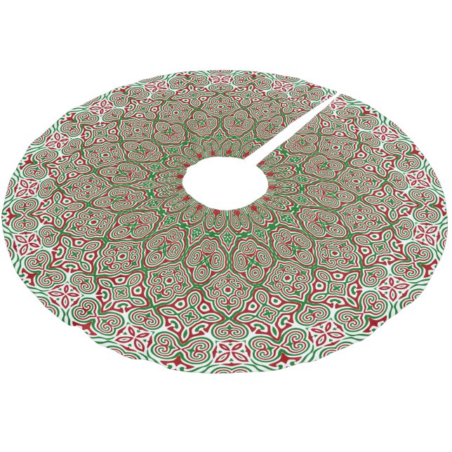 Jupon De Sapin En Polyester Brossé Boho Hippie Funky Trippy Ornate Noël Mandala (Angle)