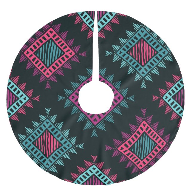 Jupon De Sapin En Polyester Brossé Boho Spirit : Tribal Ethnic Seamless (Devant)