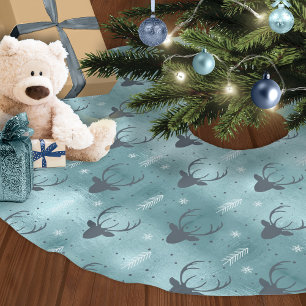 Jupon De Sapin En Polyester Brossé Bois de cerf Flèches Motif de Noël Teal ID861 B