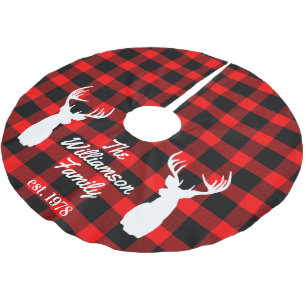 Jupon De Sapin En Polyester Brossé Bois de cerf rustique carreau rouge et noir