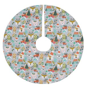 Jupon De Sapin En Polyester Brossé Bois mignonne Père Noël Animaux gris