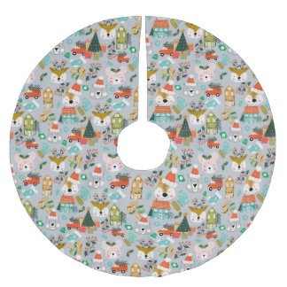 Jupon De Sapin En Polyester Brossé Bois mignonne Père Noël Animaux gris