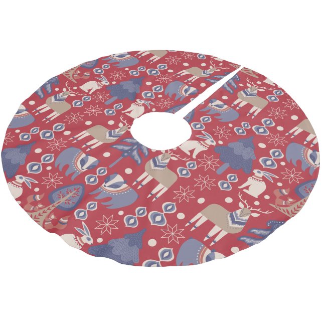 Jupon De Sapin En Polyester Brossé Bois scandinave Cerf de Noël d'hiver (Angle)