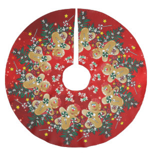 Jupon De Sapin En Polyester Brossé Bonbons à Noël de pain d'épice