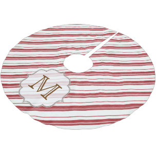 Jupon De Sapin En Polyester Brossé Bonbons Rouge Blanc Grille Monogramme Jupe Arbre I
