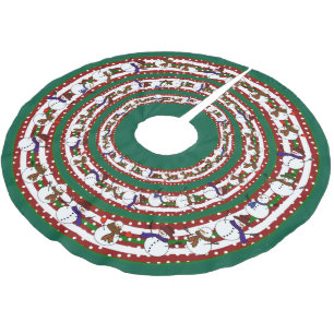 Jupon De Sapin En Polyester Brossé Bonhommes de Neige de Noël en Cercle