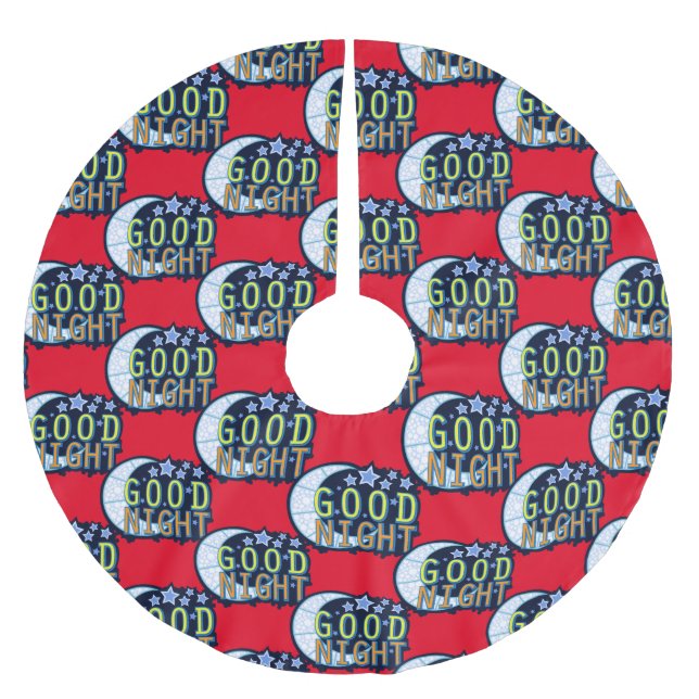 Jupon De Sapin En Polyester Brossé Bonne nuit Croissant Lune Thunder_Cove (Devant)