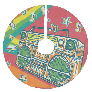 Jupon De Sapin En Polyester Brossé Boom Box Funky Conception colorée