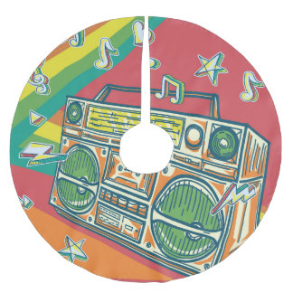 Jupon De Sapin En Polyester Brossé Boom Box Funky Conception colorée