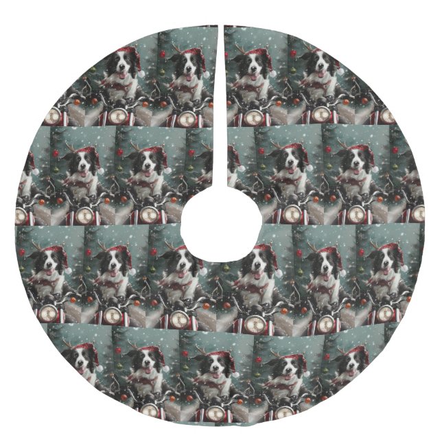 Jupon De Sapin En Polyester Brossé Bordure Collie Chien équitation Moto Noël (Devant)