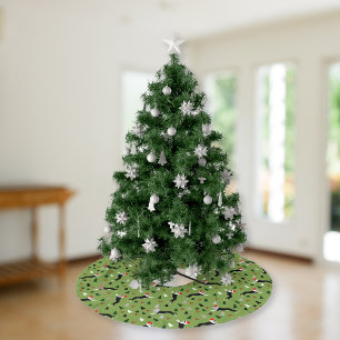 Jupon De Sapin En Polyester Brossé Boston Terriers Noël Santa Hat Holiday