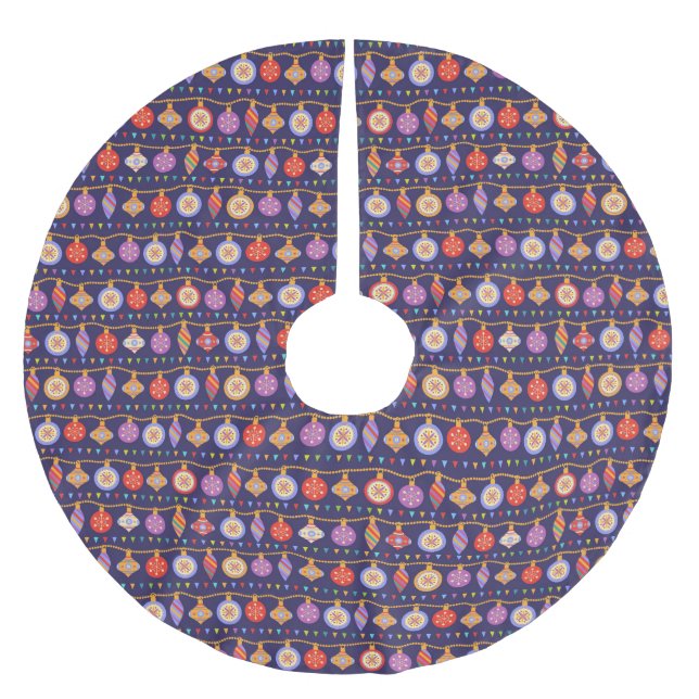 Jupon De Sapin En Polyester Brossé Boules de Noël (Devant)