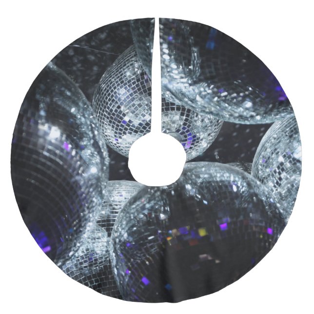 Jupon De Sapin En Polyester Brossé Boules Disco : Atmosphère Fête (Devant)
