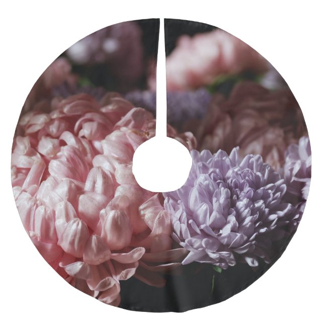 Jupon De Sapin En Polyester Brossé Bouquet d'aster rose : éclairage baroque. (Devant)