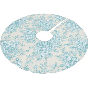 Jupon De Sapin En Polyester Brossé Bouquet Rose bleu Jardin Motif Floral