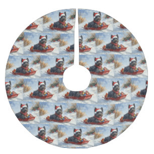 Jupon De Sapin En Polyester Brossé Bouviers Des Flandres Chien en Luge Noël