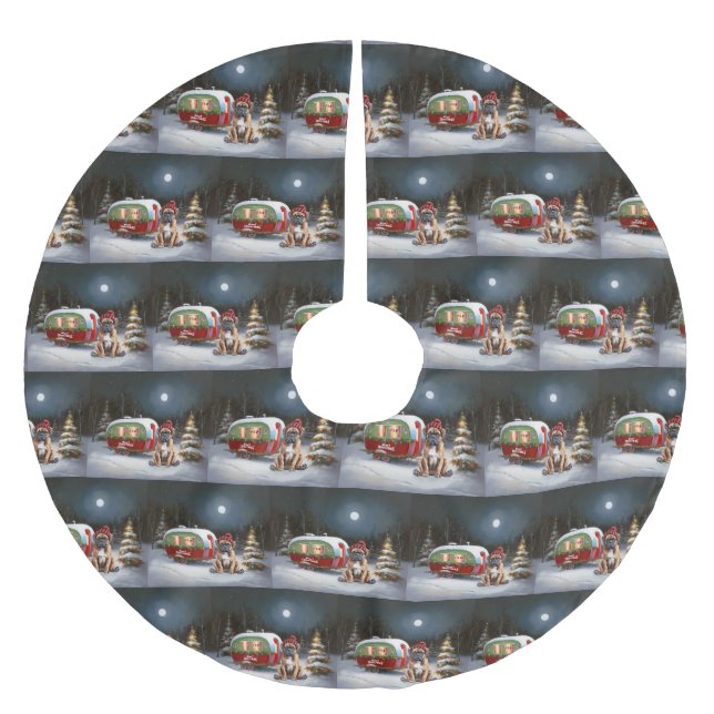 Jupon De Sapin En Polyester Brossé Boxe d'hiver Caravan Christmas Adventure (Devant)