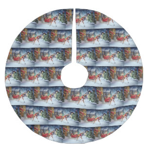 Jupon De Sapin En Polyester Brossé Boxeur Saison des Fêtes de Noël