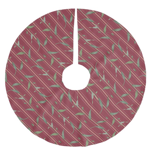 Jupon De Sapin En Polyester Brossé Branche avec feuilles (Devant)