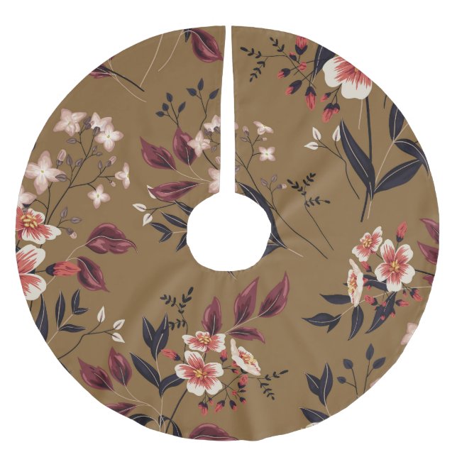 Jupon De Sapin En Polyester Brossé Branche de fleurs roses, composition abstraite. (Devant)