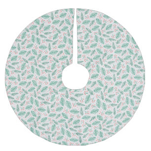 Jupon De Sapin En Polyester Brossé Branches de pin de Noël dessinées à la main Vert R