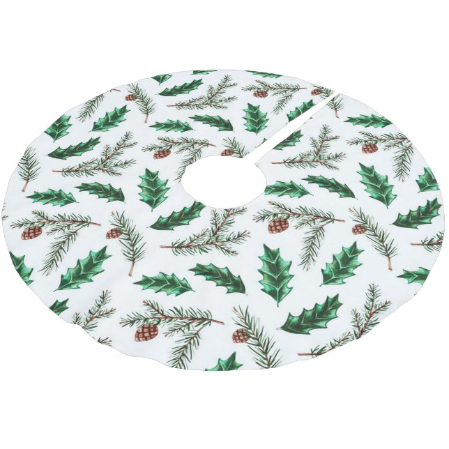 Jupon De Sapin En Polyester Brossé Branches de pin Feuille Mistletoe (Angle)